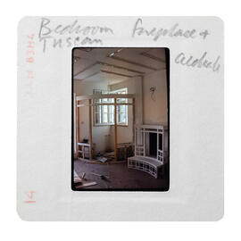 Bedroom fireplace + Tuscan room [illegible]